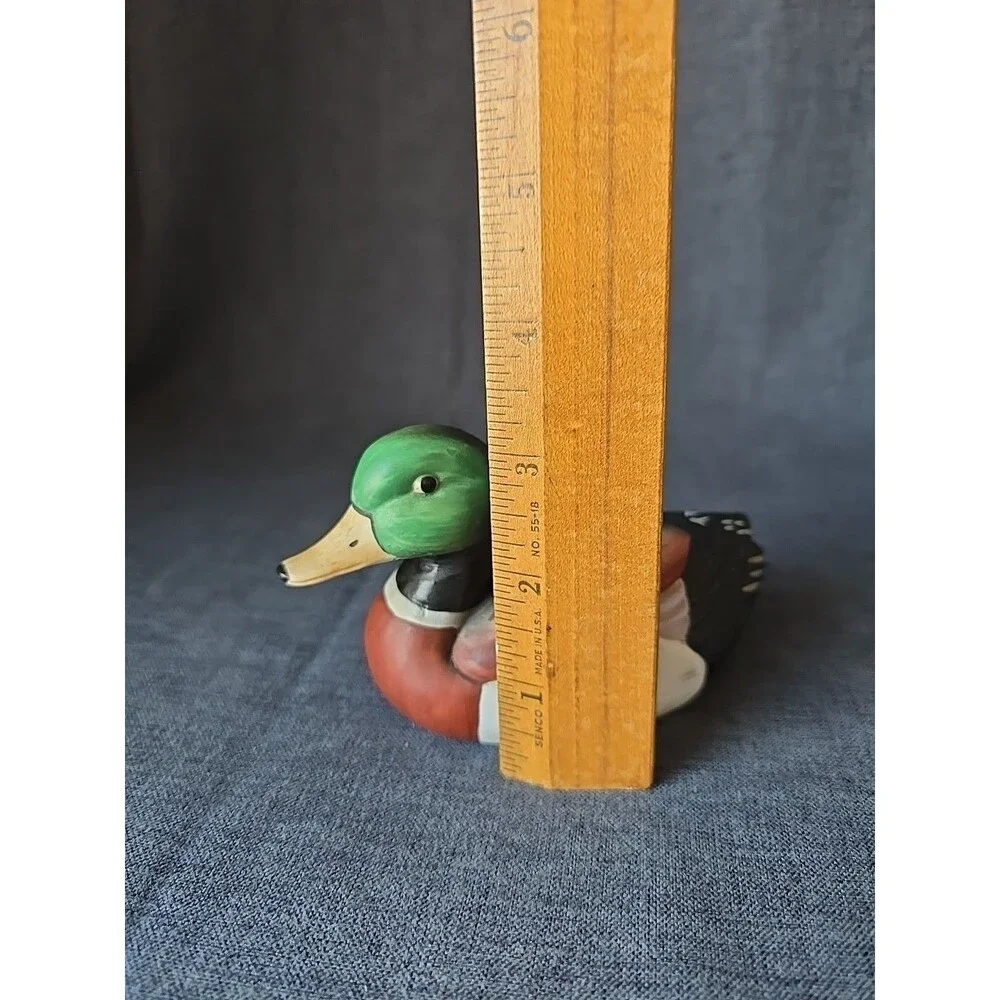 Vintage Jasco Lint Brush Mallard Duck Decoy Figurine Ceramic Mini Handpainted